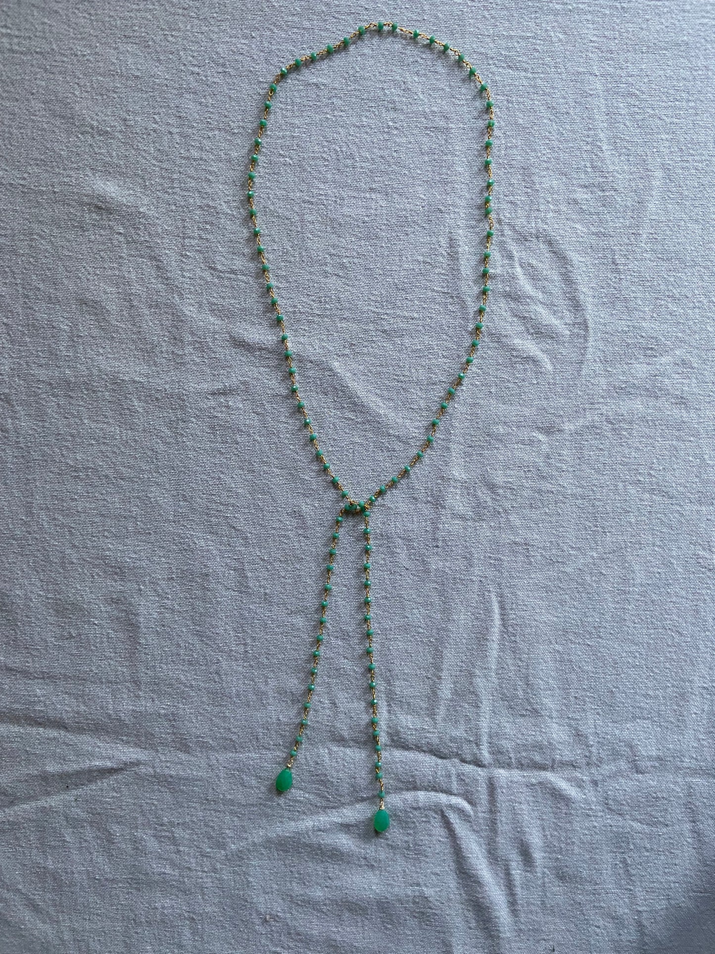 Green chrysophrase wire wrapped lariat